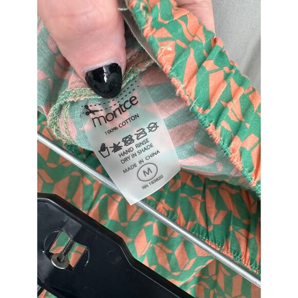 Montce Shorts Womens Medium Green Orange Lounge Swim Cover Lightweight Boxer - Picture 4 of 8